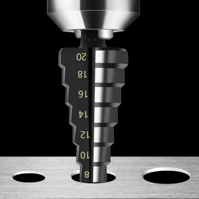 HSS tiered drill, titanium coated, for wood and metal