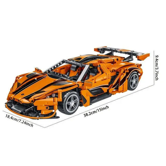 Orange supercar, racing kit, difficult assembly for adults, toys for children, gift for boys for model car
