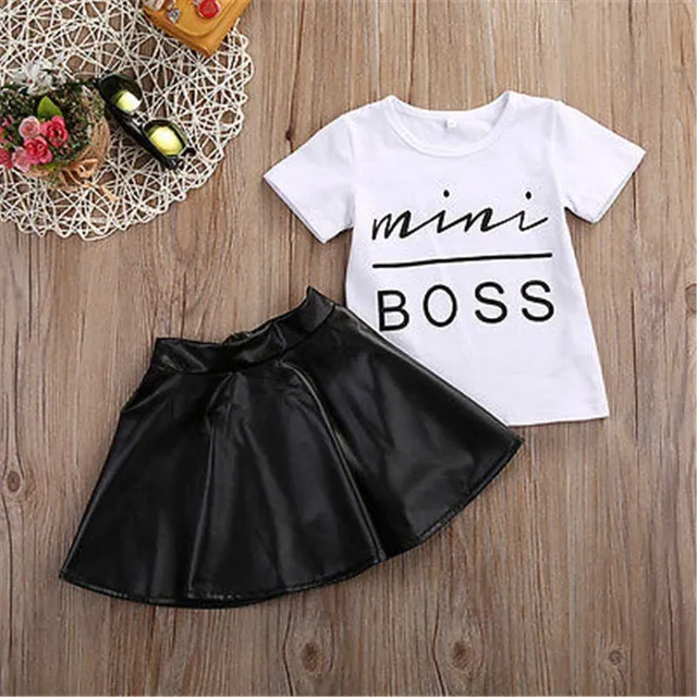 Set casual pentru fetițe Mini Boss - fustă, tricou