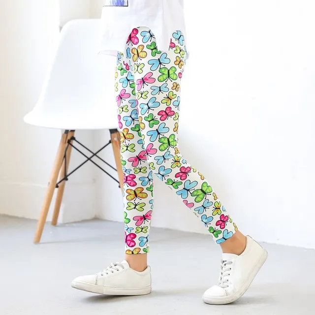 Girl spring leggings with thematic printing - Flower