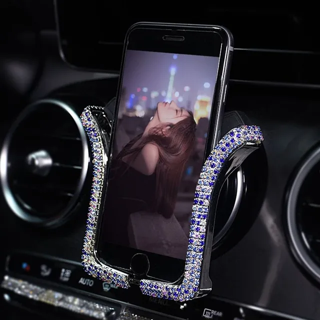 Suport de lux universal pentru telefoane mobile în mașină cu decor cristalin