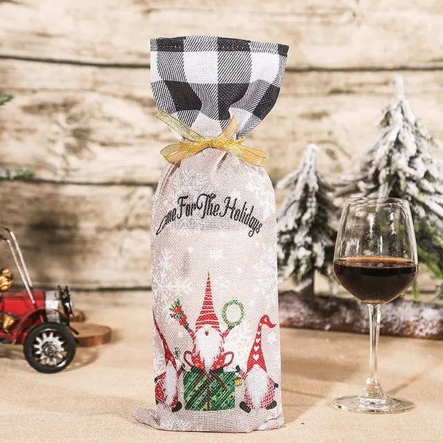 Beautiful wine bottle pouch with Christmas motif Debbie