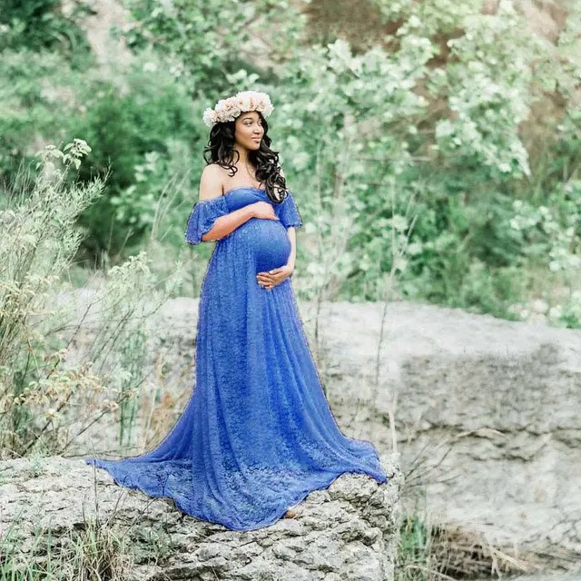 Women's Romantic Lace Dress for Pregnancy Photo Shooting