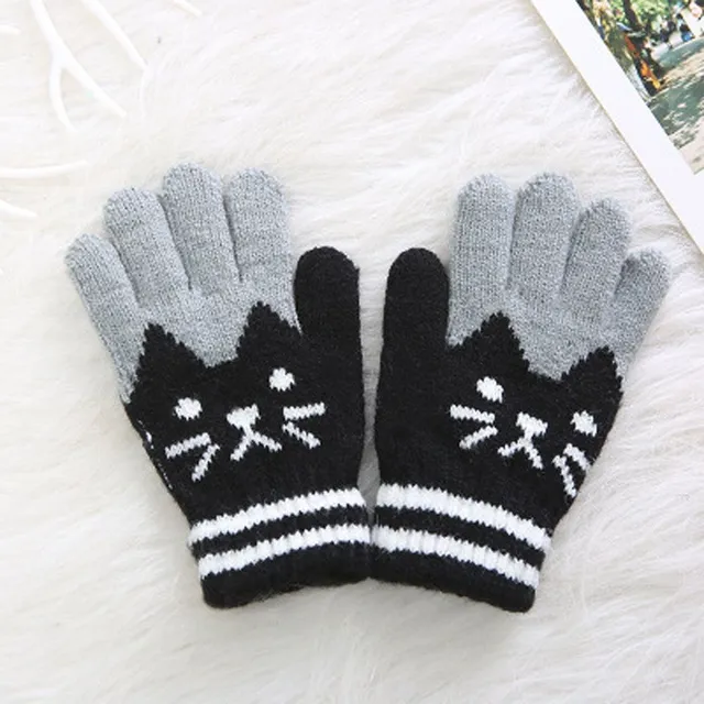 Rękawiczki dziecięce z kotem