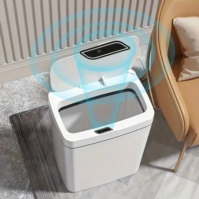 1pc Trash Basket About Volume 15 L/3,96 Galons, Trash Basket With Automatic Intelligent Sensor, Trash Basket From Bathrooms For Household, Accessories For Office Tracks, Home Storage &amp; Cleaning Needs