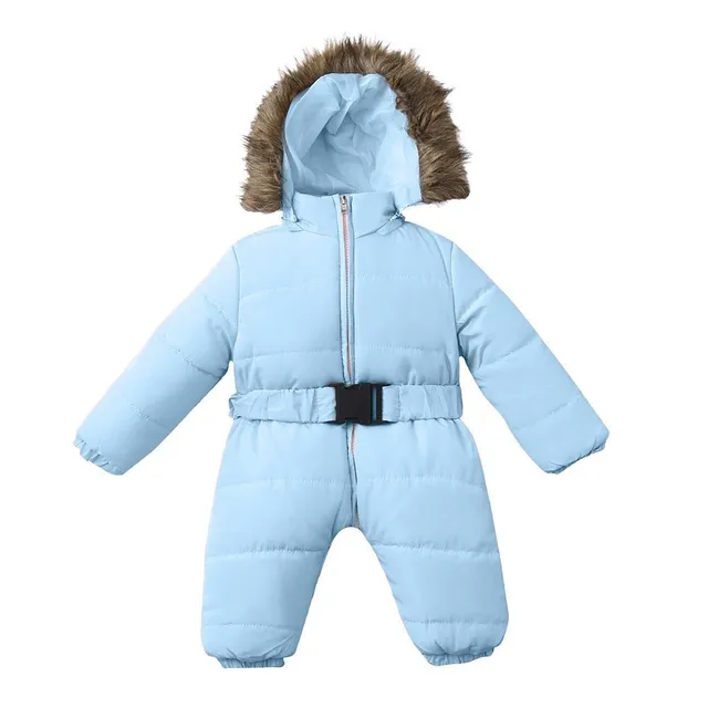 Children's warm cute winter overalls with fur