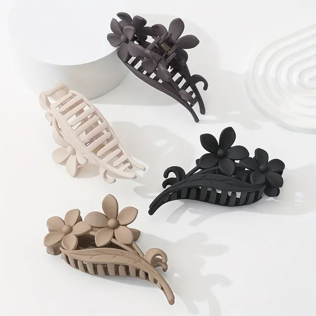 Vintage matte floral hair clips - against slipping, firm grip for strong and curly hair - ideal for everyday wearing