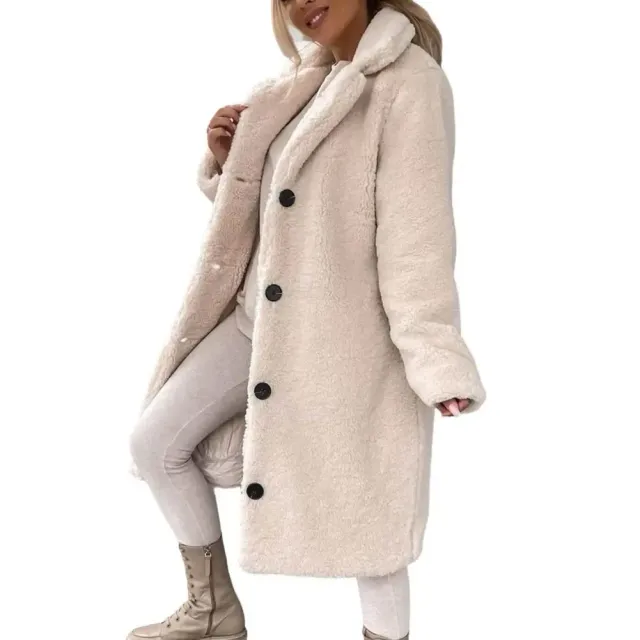 Trench en peluche pour femme - Automne-Hiver à manches longues