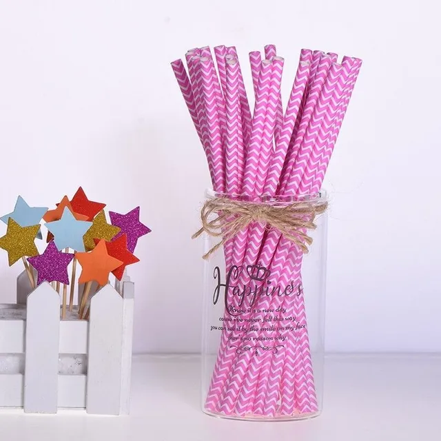 Paper straw with pattern 25 pcs