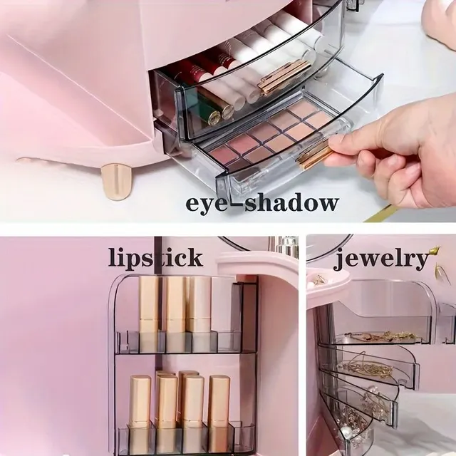 1ks Beauty Storage Box, Rotačný držiak na Pero, Tabuľka Veľká kapacita kefka na make-up Organizátor na rúž, darček pre ženy