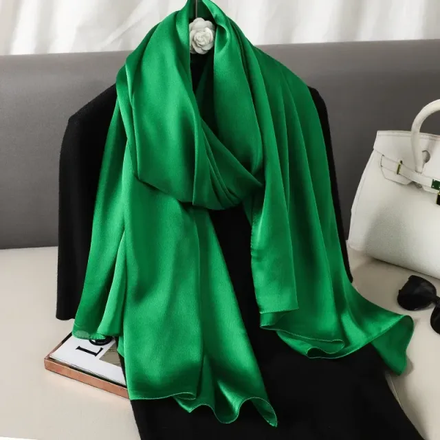 Fashionable satin scarf with a size of 90x180 cm for women