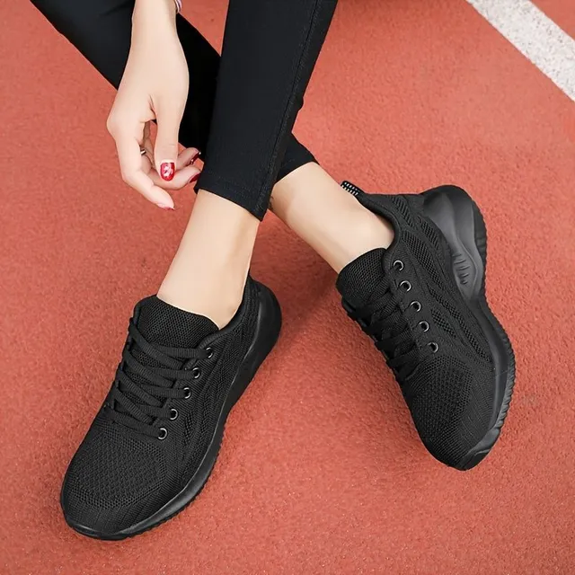 Women's sports-elegant sneakers with platform, soft sole and lace - light running shoes