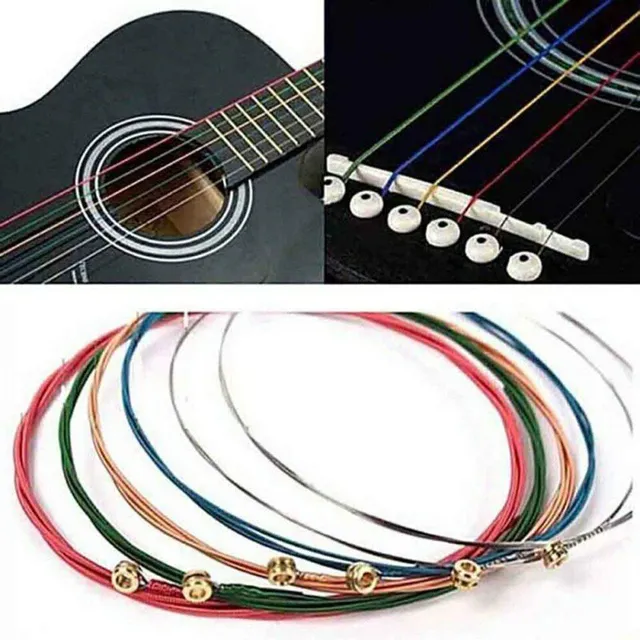 Set of 6 colored guitar strings