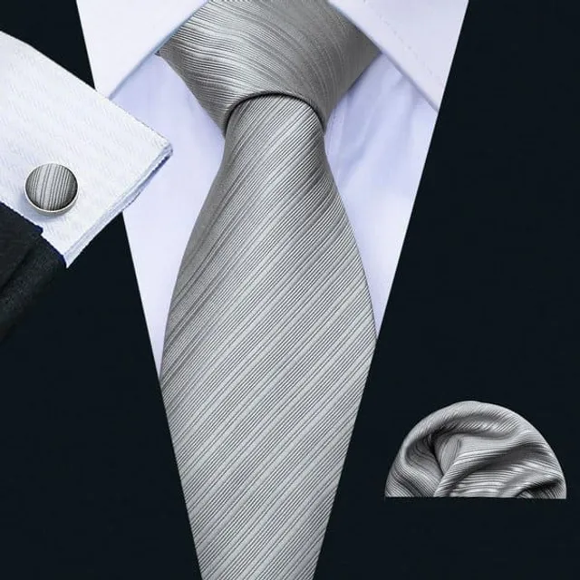 Men's beautiful business set with fine pattern | Tie, Handkerchief, Cufflinks