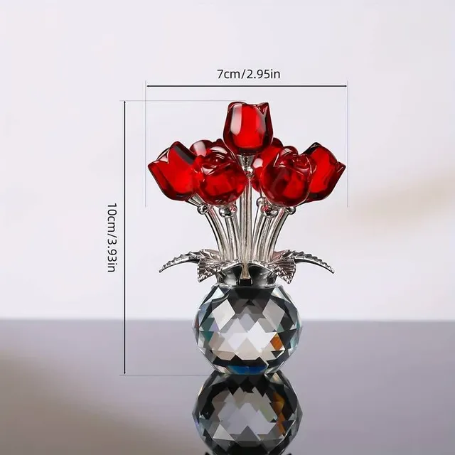 Crystal rose with vase - handmade gift of love