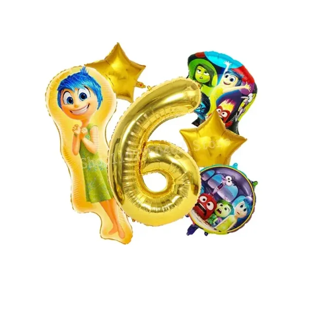 Ensemble de ballons d'anniversaire en aluminium avec numéro - personnages du film Vice-Versa 2