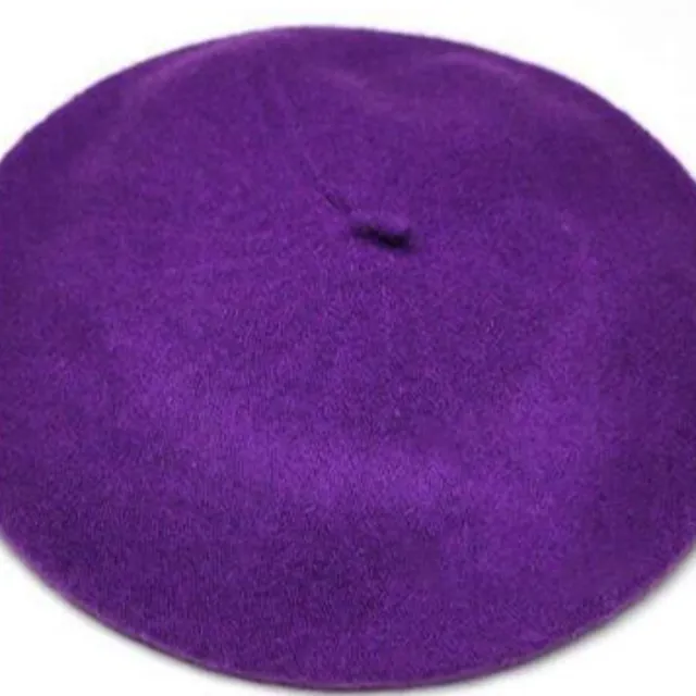 Damski beret z wełny fialova