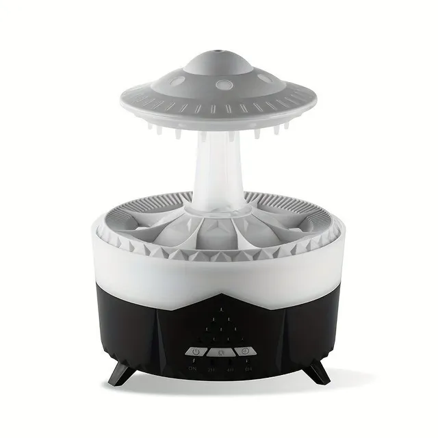 Air humidifier with rain cloud and drops, diffuser, aroma lamp