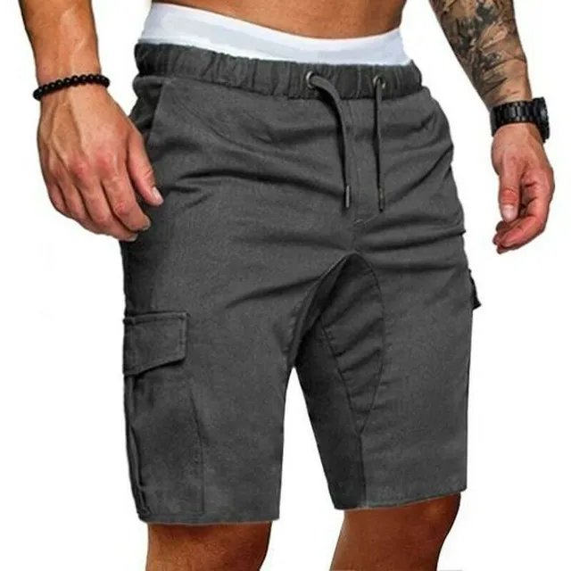 Men's tracksuit shorts F1381 s tmav&#283; &#353;ed&#225;