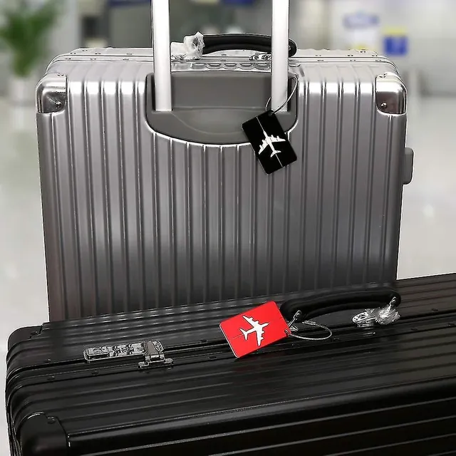 Zavazadlové štítky pro kufry, 6 balení zavazadlových štítků Štítky na kufry z hliníkové slitiny s ocelovou smyčkou (náhodná barva)