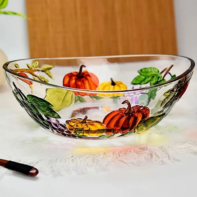 Bol unique en verre coloré peint à la main en forme de citrouille pour Halloween