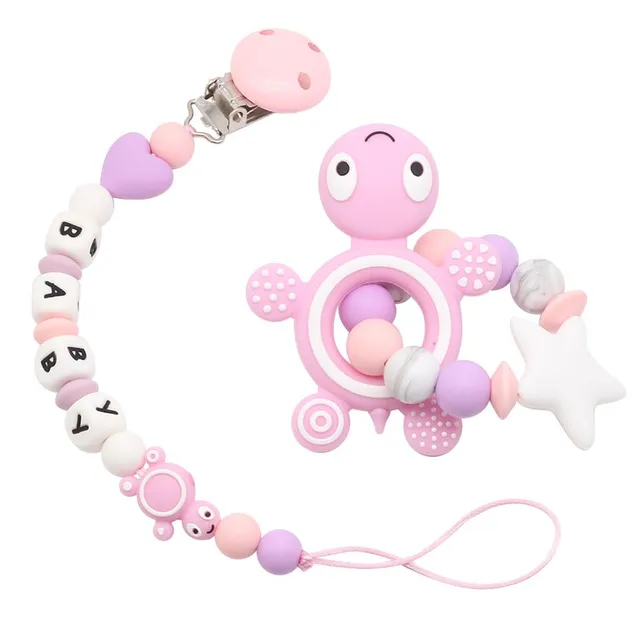 Baby silicone teether on clip