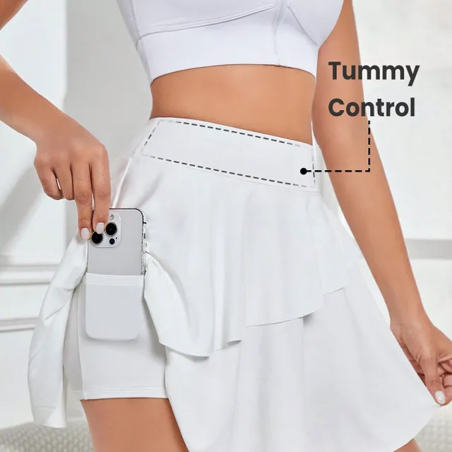 Tennis skirt with wide waistband and ruffle hem for active movement