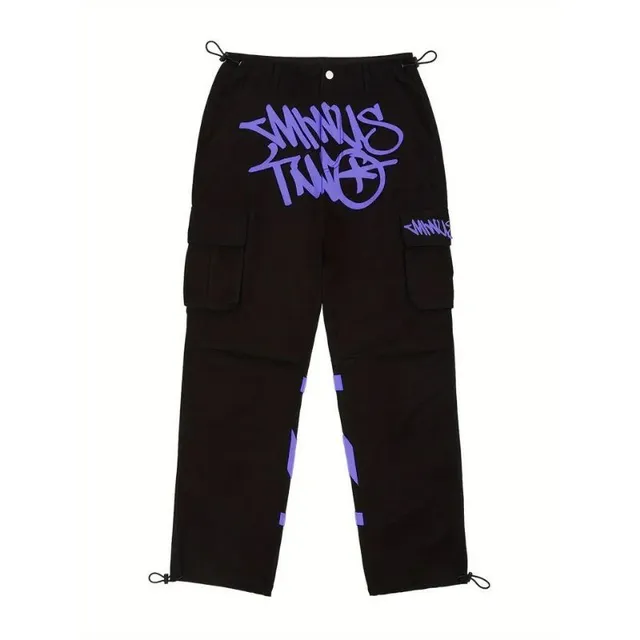 Men's cargo pants Y2K with scribble print