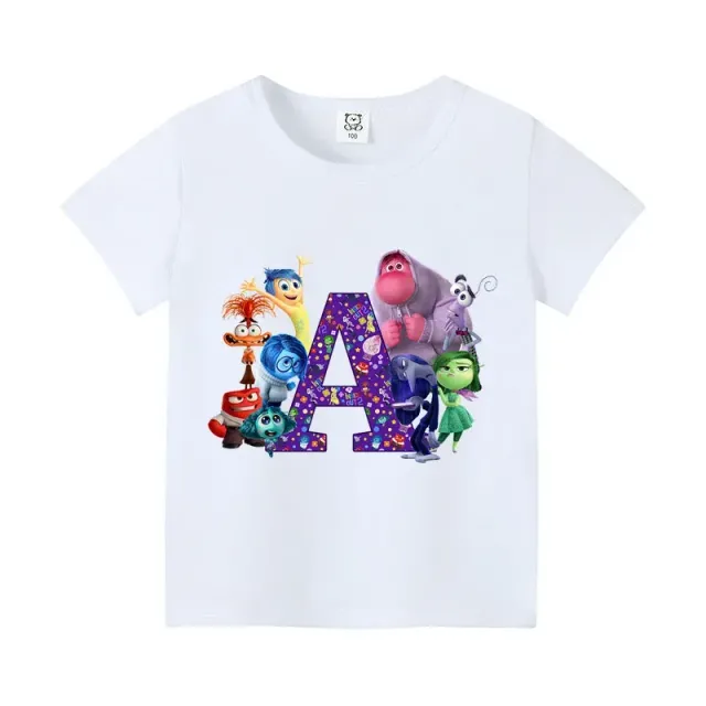 T-shirt enfant à manches courtes avec impression de lettres et personnages du film Vice-Versa 2 - Inside Out 2