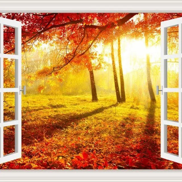 Wandkunst 3D Sticker | Fenster, Landschaft