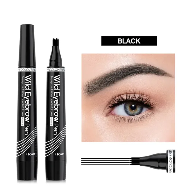 Practical waterproof eyebrow pencil with four spikes for realistic eyebrow appearance