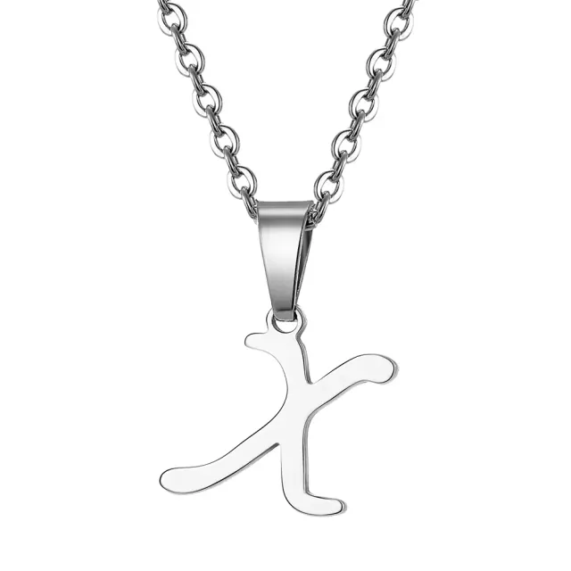 Necklace with letter of steel - Pendant with letter of stainless steel