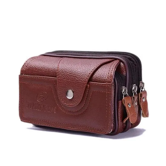 Men's faux leather pouch with belt clip