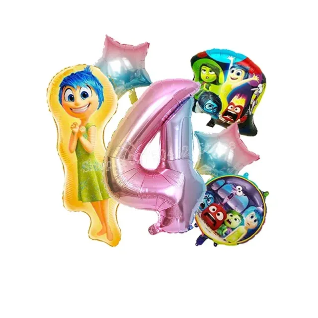 Ensemble de ballons d'anniversaire en aluminium avec numéro - personnages du film Vice-Versa 2