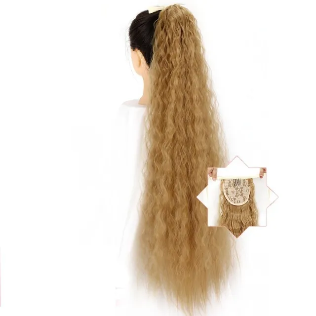 Long synthetic hair with a drawstring for fastening the ponytail - various variations