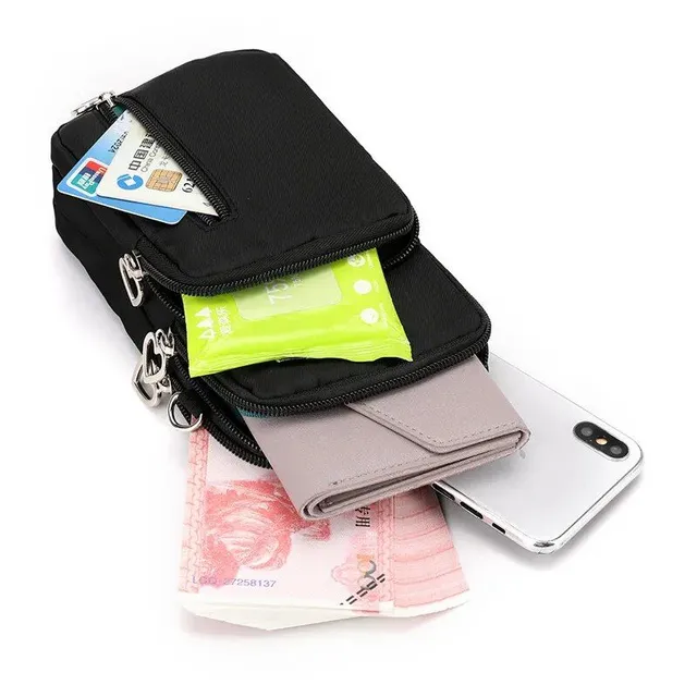 Univerzálne vrecko mobilného telefónu - puzdro na mobilný telefón, peňaženka a dokumenty pre vonkajšie športy - dámska kabelka a rameno