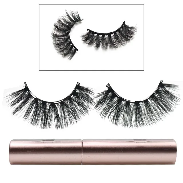 Set of a pair of magnetic false eyelashes and liquid eyeliner