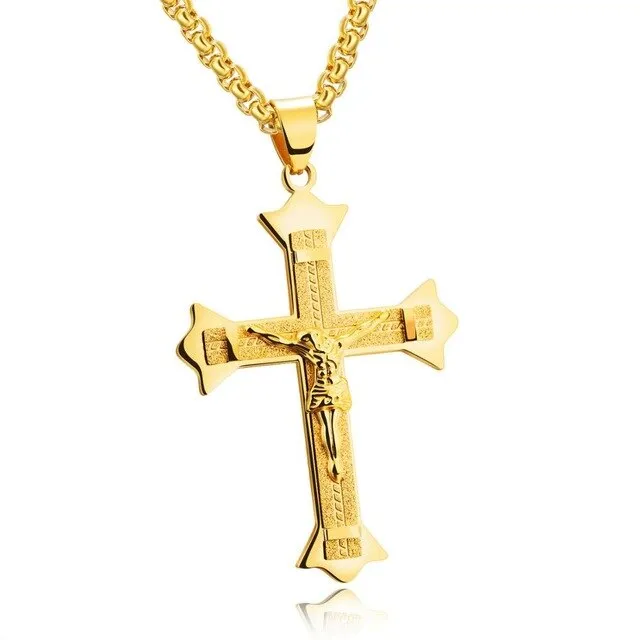 Fashionable vintage men's chain with cross