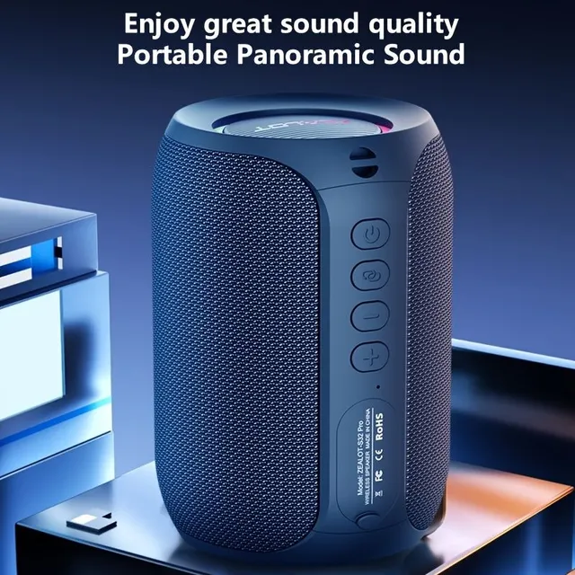 Transferable wireless speaker with subwoofer, 12 hours per charge, stereo sound, possibility to connect 2 speakers, 3000mAh battery