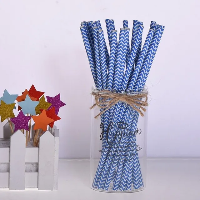 Paper straw with pattern 25 pcs