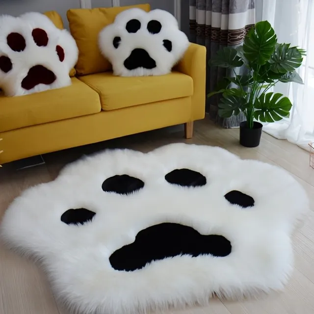 1pc Cute Carpet in Shape Paws from Soft Plyše - Decorative Floor mat