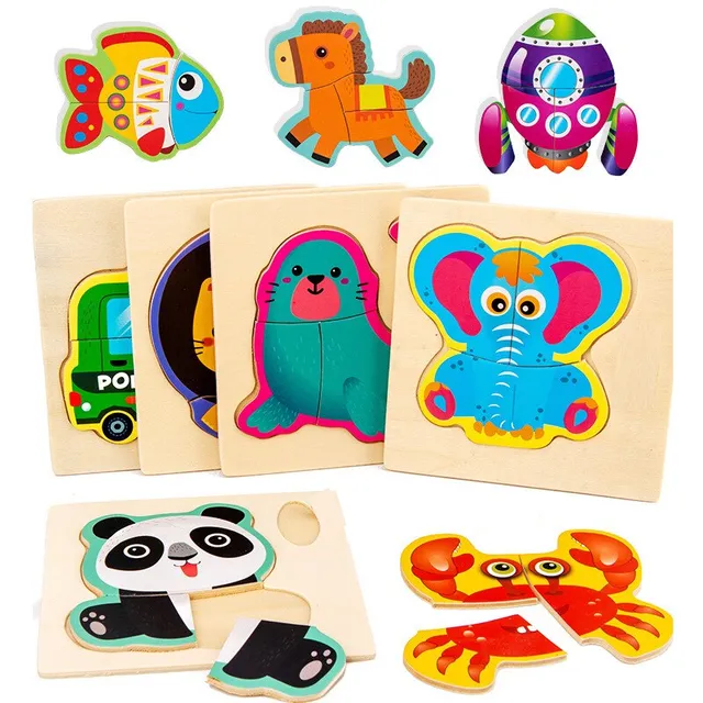 Wooden 3D jigsaw puzzles for the smallest children