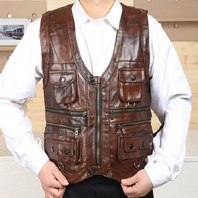 Men's leather vest F1180