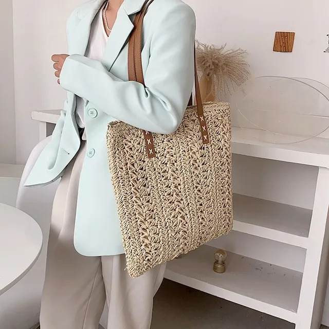 Women's stylish modern classic beach bag over shoulder made of pleasant material