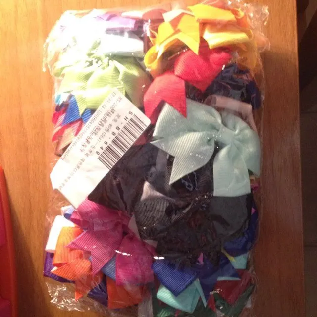 Set of coloured bows with rack