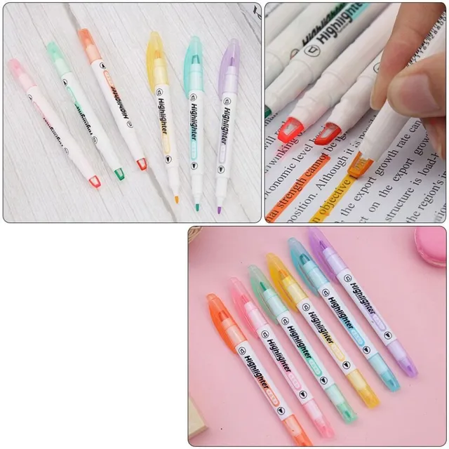 Set of popular modern trends of single color highlight markers 6 pcs
