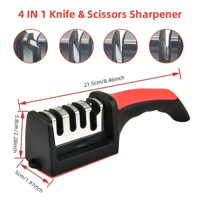 Crusher Nože 4 stupne Professional Focus Do Kitchen Bruska Na kamene Nože Crusty Stone Wolfram Diamond Keramické Krusty Tool (Materiál: Brousek-elektrika Krytý + Wolfram Diamond + Keramika / Telo: PP + TPR)