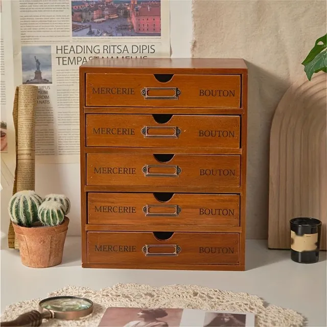 Wooden five-storey retro storage box