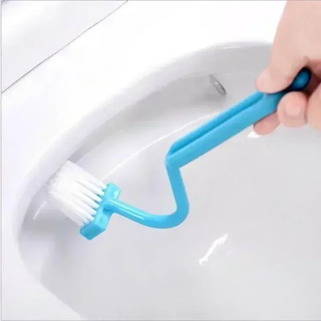 Curved brush for toilet with long handle