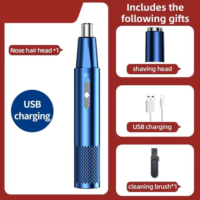 Electric Nose Hair Trimmer Rechargeable Multi-Kinetic Two in One Shaver Unisex Fully Automatic Washable Nose Shaver